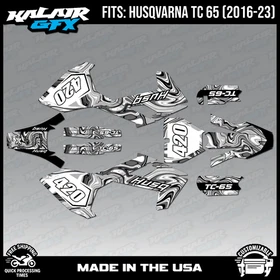 Graphics Kit for Husqvarna TC65 (2016-2023) TC 65 Snagged Series - White
