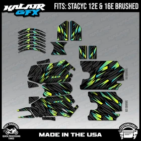 Graphics Kit for STACYC 12 EDRIVE and 16 EDRIVE BRUSHED Twitch-lime