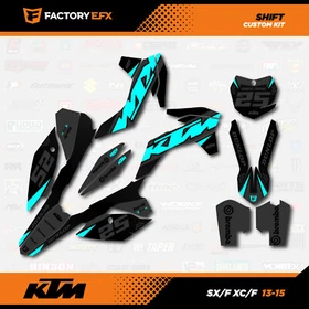 Gray & Cyan Shift Graphics Kit fits KTM 13-15 SX SXF XC XCF 125 250 300 450