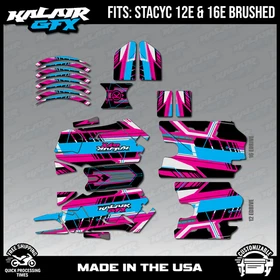 Graphics Kit for STACYC 12 EDRIVE and 16 EDRIVE BRUSHED Swift - Magenta Cyan