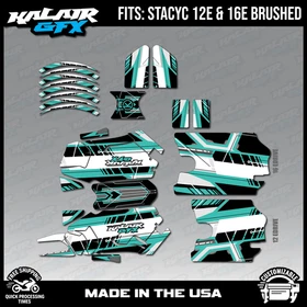 Graphics Kit for STACYC 12 EDRIVE and 16 EDRIVE BRUSHED Bike Swift-teal