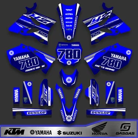 Yamaha YZ125 YZ250 2002-2014 Full Graphics Kit Blue White Motocross Decal Set MX