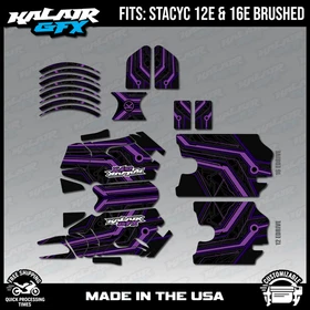 Graphics Kit for STACYC 12 EDRIVE and 16 EDRIVE BRUSHED Electron-purple