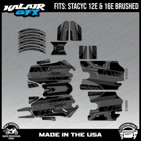 Graphics Kit for STACYC 12 EDRIVE and 16 EDRIVE BRUSHED Swift Series - Smoke