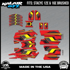 Graphics Kit for STACYC 12 EDRIVE and 16 EDRIVE BRUSHED Klutch-red