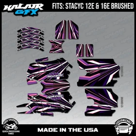 Graphics Kit for STACYC 12 EDRIVE and 16 EDRIVE BRUSHED Prime-purple