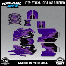 Graphics Kit for STACYC 12 EDRIVE and 16 EDRIVE BRUSHED Fracture-purple