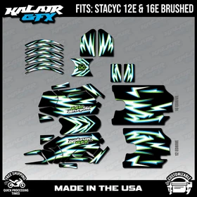 Graphics Kit for STACYC 12 EDRIVE and 16 EDRIVE BRUSHED Vizion Series - Green