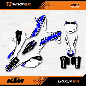 White & Blue Shift Graphics Kit fits KTM 13-15 SX SXF XC XCF 125 250 300 450