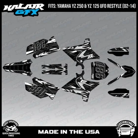 Graphics Kit for Yamaha YZ250 YZ125 (2002-2014) UFO PLASTICS Twitch Series-White