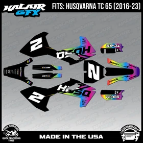 Graphics Kit for Husqvarna TC65 (2016-2023) TC 65 Splinter Series - Rainbow