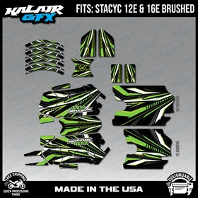 Graphics Kit for STACYC 12 EDRIVE and 16 EDRIVE BRUSHED Prime-green