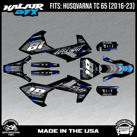 Graphics Kit for Husqvarna TC65 (2016-2023) TC 65 Rebel Series - Blue