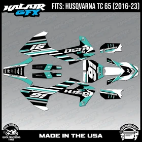 Graphics Kit for Husqvarna TC65 (2016-2023) TC 65 Coil Series - Teal