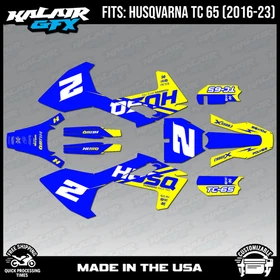 Graphics Kit for Husqvarna TC65 (2016-2023) TC 65 Splinter Series - Yellow Shift