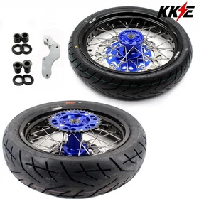 KKE 17" Supermoto Wheels Tires for Suzuki DRZ400S 00-2025 DRZ400E 2007 Black Rim