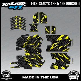 Graphics Kit for STACYC 12 EDRIVE and 16 EDRIVE BRUSHED Twitch-Yellow