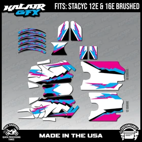 Graphics Kit for STACYC 12 EDRIVE and 16 EDRIVE BRUSHED Vintage - MAGENTA