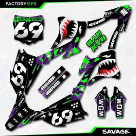 Purple Green Savage Camo Racing Graphics Kit fits 22-25 Kawasaki KX112 kx 112
