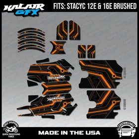 Graphics Kit for STACYC 12 EDRIVE and 16 EDRIVE BRUSHED Electron-orange