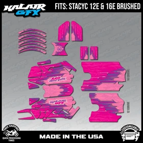 Graphics Kit for STACYC 12 EDRIVE and 16 EDRIVE BRUSHED Fracture-magenta