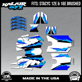 Graphics Kit for STACYC 12 EDRIVE and 16 EDRIVE BRUSHED Vintage - BLUE