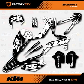 Black & White 6 Nights Graphics Kit fits KTM 13-16 EXC EXC/F XCW 125 250 300 450