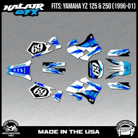 Graphics Kit for Yamaha YZ250 YZ125 YZ 250 (1996-2001) Vintage - BLUE