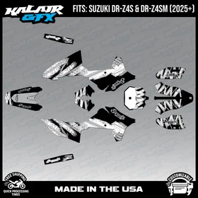 Graphics Kit for Suzuki DR-Z4S DR-Z4SM DRZ4SM 2025 2026 Whiplash-WHITE