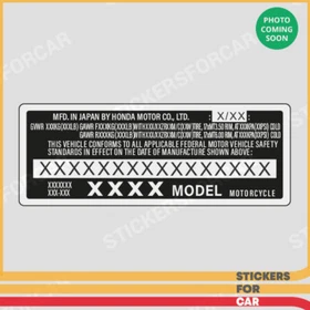 CBR1000RR, XR650L , CBR600F4 Motorcycle Decorative ID Custom Decal Sticker Honda