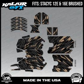 Graphics Kit for STACYC 12 EDRIVE and 16 EDRIVE BRUSHED Twitch-tan