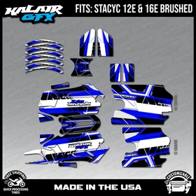 Graphics Kit for STACYC 12 EDRIVE and 16 EDRIVE BRUSHED Swift-blue
