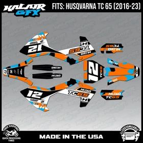 Graphics Kit for Husqvarna TC65 (2016-2023) TC 65 Splash Series - Orange