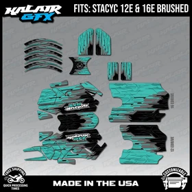 Graphics Kit for STACYC 12 EDRIVE and 16 EDRIVE BRUSHED Fracture-teal