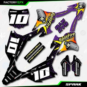 Purple Spark Racing Graphics Kit fits 22-25 Kawasaki KX85 Kx112 Decal Kx 85 112