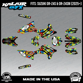 Graphics Kit for Suzuki DR-Z4S DR-Z4SM DRZ4SM 2025 2026 Shatter-YELLOW-SHIFT