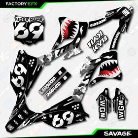 Gray Savage Camo Racing Graphics Kit fits 22-25 Kawasaki KX85 Kx112 Decal Kx 85