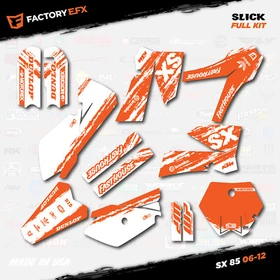 White & Orange Slick Racing Graphics Kit fits 06-12 KTM 85sx 85 SX Decal Plates