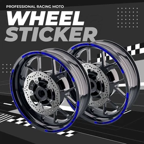 Blue 17'' Rim Wheel Sticker Decal Strip Tape W01B For Kawasaki Ninja 400 EX400