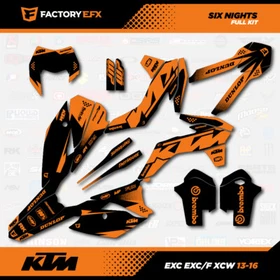 Black Orange 6 Nights Graphics Kit fits KTM 13-16 EXC EXC/F XCW 125 250 300 450