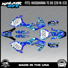 Graphics Kit for Husqvarna TC65 (2016-2023) TC 65 Snagged Series - Blue