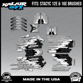 Graphics Kit for STACYC 12 EDRIVE and 16 EDRIVE BRUSHED Fracture Series - White