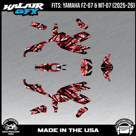 Graphics Kit for YAMAHA FZ-07 MT-07 (2025-2026) Shatter Series-RED