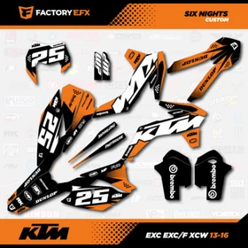 Orange & White 6 Nights Graphic Kit fits KTM 13-16 EXC EXC/F XCW 125 250 300 450