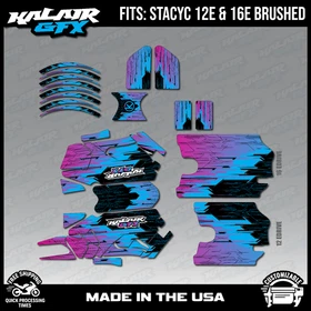 Graphics Kit for STACYC 12 EDRIVE and 16 EDRIVE BRUSHED Fracture - Magenta Fade