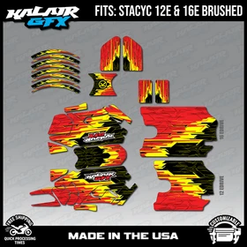 Graphics Kit for STACYC 12 EDRIVE and 16 EDRIVE BRUSHED Fracture-red