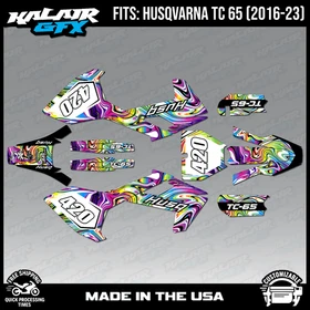 Graphics Kit for Husqvarna TC65 (2016-2023) TC 65 Snagged Series - Rainbow