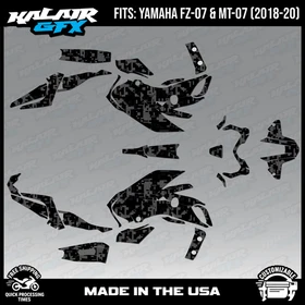Graphics Kit for  YAMAHA FZ-07 MT-07 (2018-2020)  Digital Series - Smoke