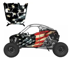 PROR25-TATTERED ALL MOTOR GRAPHICS Pro Decal Flag Kit Rzr Xp