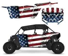 RZR4XP-24-9150 ALL MOTOR GRAPHICS Decal Distress Flag Kit Rzr